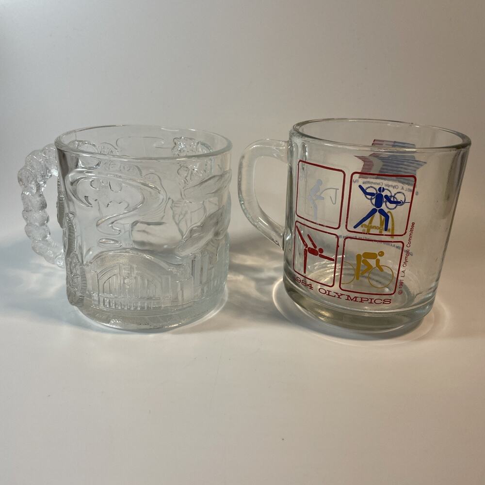 Vintage McDonald’s Batman Forever 1995 & McDonald's 1984 Olympics Glass Mug Lot
